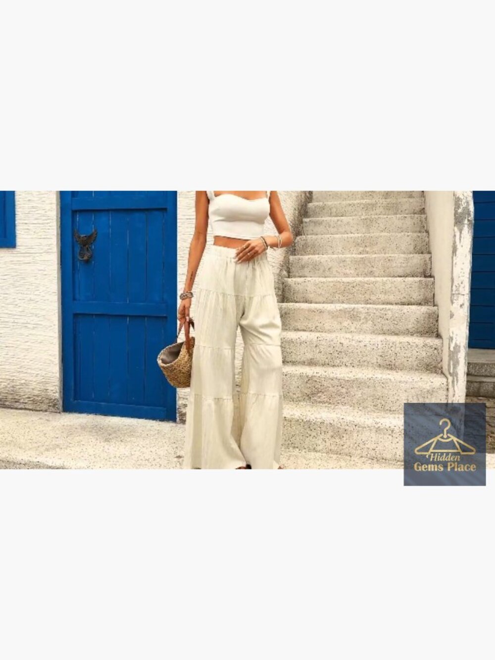 High Waist Wide Leg Palazzo Pants with Pockets Flowy Casual Lounge - Picture 7 of 7